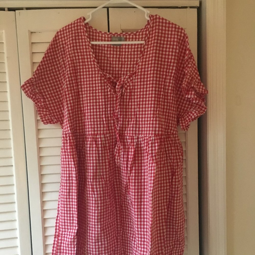 Asos Red Gingham Dress With Front Tie